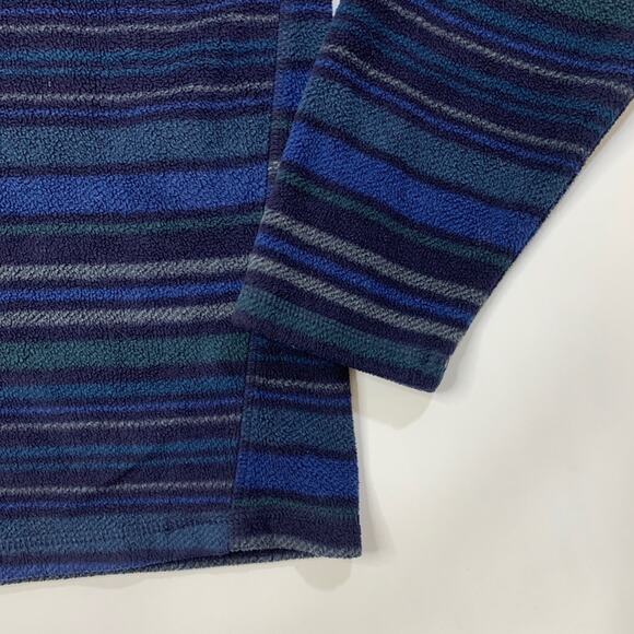 Eddie Bauer Fleece Mens L Large Blues Gray Striped 1/4 Zip Pullover Sweatshirt - Picture 3 of 12